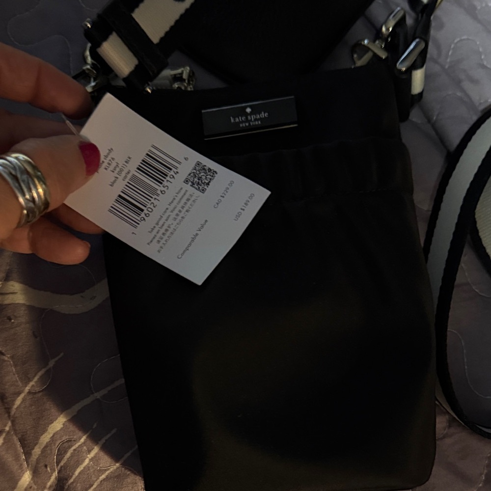 Kate Spade Black Crossbody Bag with White Strap